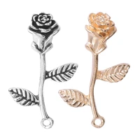 10 pcs gold silver color rose flower charms for jewelry making diy necklace earrings pendant charm flowers handmade accessories
