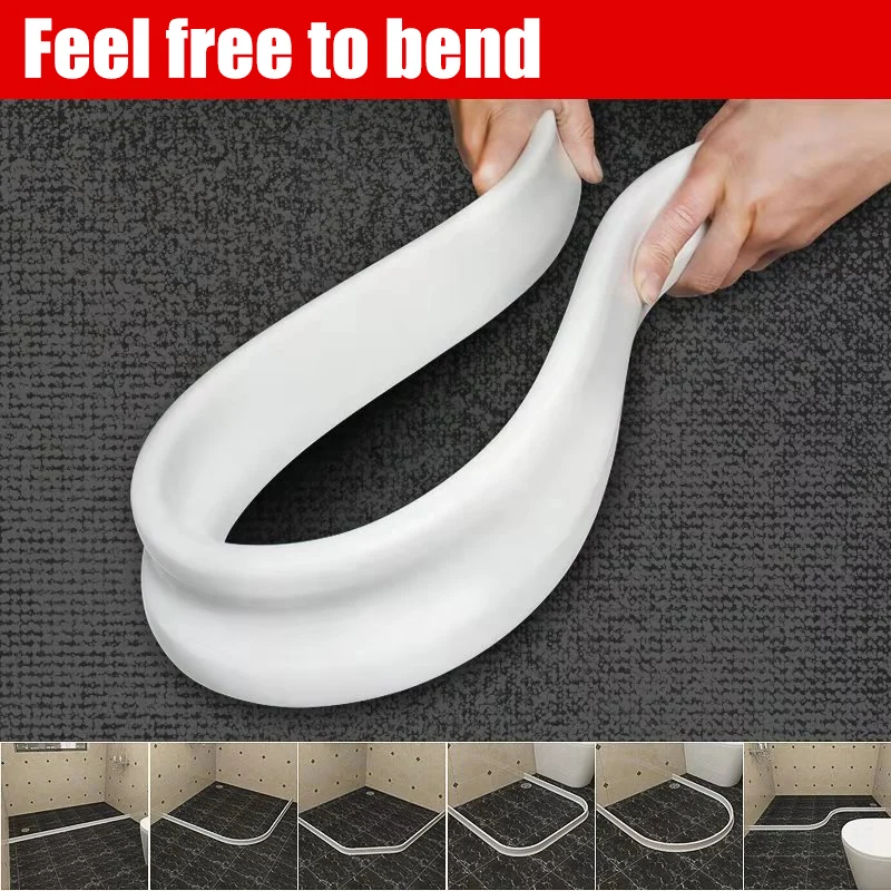 

2019 Bathroom Kitchen Water Stopper Dry and Wet Separation Silicone Water Barriers Floor Partition Strips