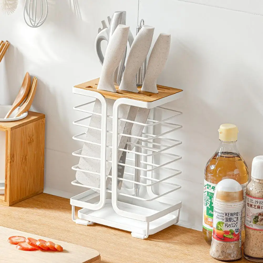 

Rounded Edge Convenient Smooth Surface Cutter Storage Rack Drain Pan Cutter Storage Holder Large Capacity Kitchen Gadget