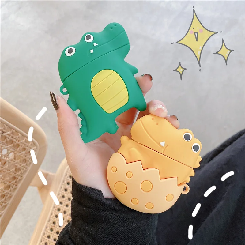 

for Airpods 1 2 Case 3D Cartoon Cute Crocodile Dinosaur Egg Case for Airpods 1/2 Case Soft Silicone Shockproof Earphone Cover