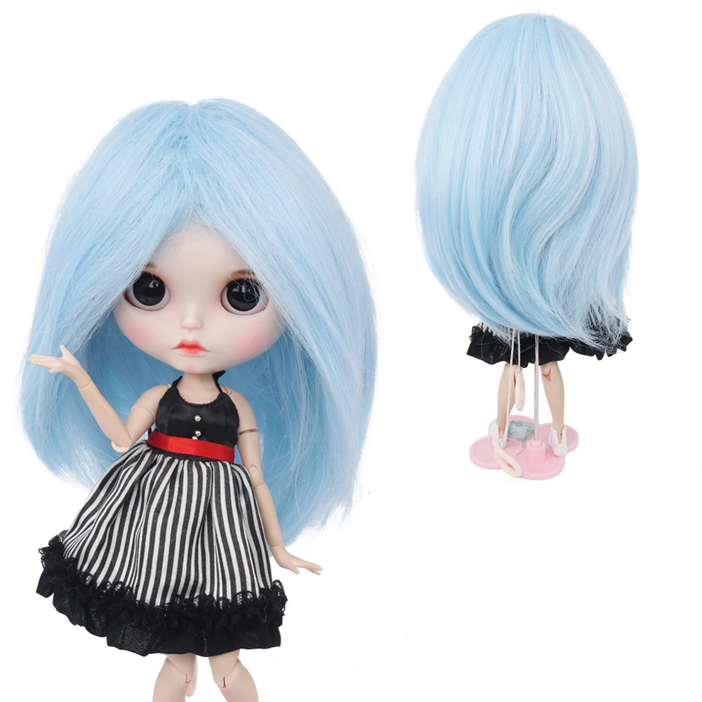 Кукольные волосы только синтетические синие и белые Омбре пушистые кукольные