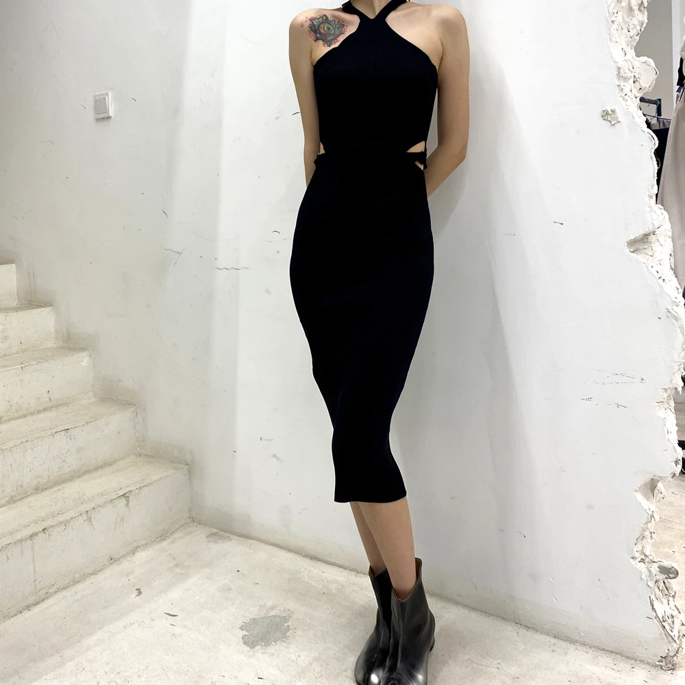 

(In stock*) Thread-knitted waist French seaside holiday dress
