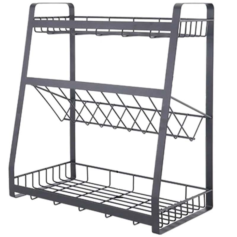 3 слоя Кухня специй 304 Нержавеющая сталь прилавок для бутылка банок полки