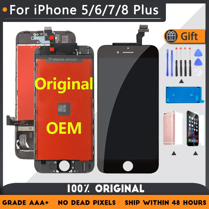Оригинальный дисплей для iPhone 6 7 8 6S Plus OEM Замена экрана 5 5C 5S SE ЖК-дисплей и