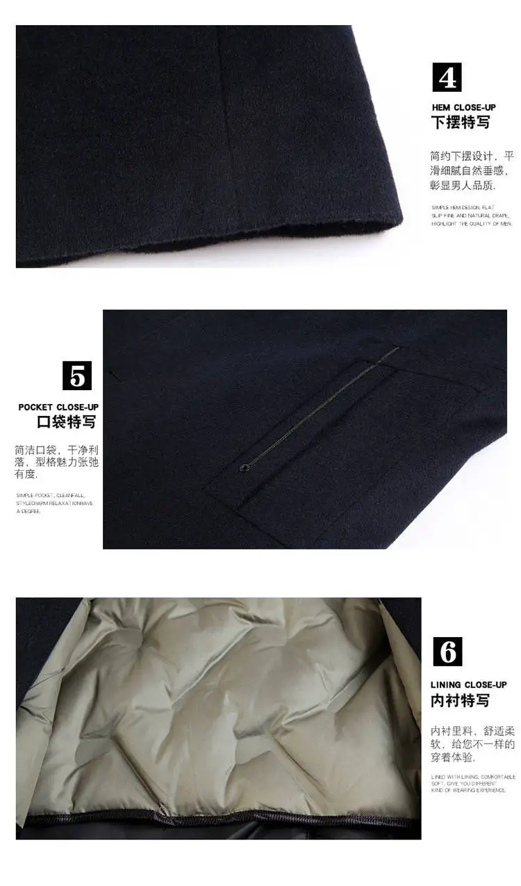 

Cashmere Coat Men's New Middle-aged Winter Coat Lapel Down Liner Thicken Woolen Mid-length Men's Coat