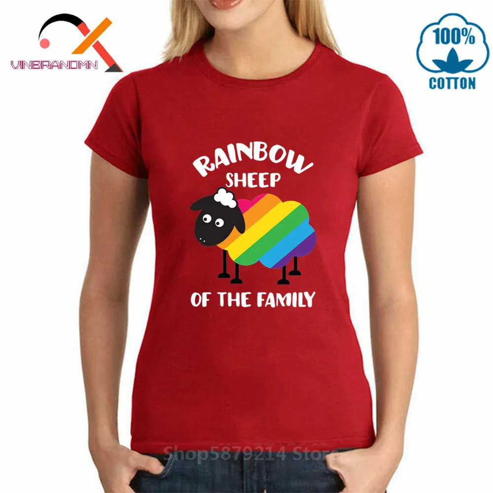 

Радужная семейная футболка с овечкой, Kawaii Повседневная хлопковая Футболка Harajuku для молодежи Милая футболка с изображением животного, хипст...