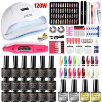 limegirl nail set with 12054w uv led lamp manicure set kit profesional machine tool kit 181210 colors uv nail gel polish set