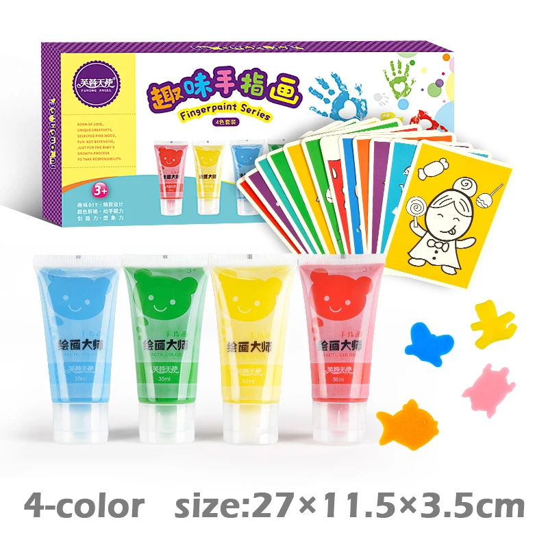 Детские Пальчиковые краски, акварельная живопись, граффити, детский сад, нетоксичный, моющийся, детский набор красок, Детские Поделки и искусство - Цвет: 4-color