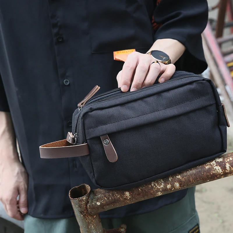 

LEBSGE Men's Handheld Pure Color Canvas Bag, Restore The Ancient Way Carry Handbag Travel Storage Bag Male Cluthes