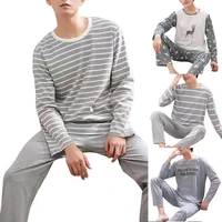 men pajama sets cotton male long sleeve striped pajama set for man autumn sleepwear suit pajama casual homewear nightwear 2020
