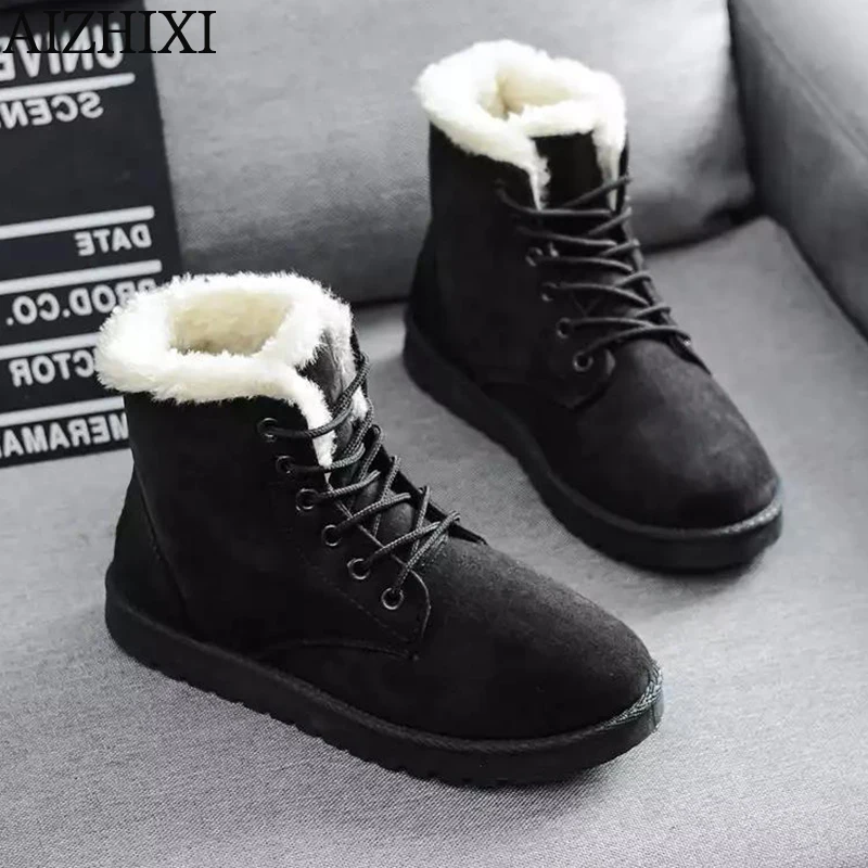Зимние ботинки модные женские из искусственной замши в Корейском стиле