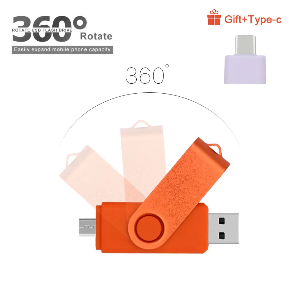 Вращающийся OTG USB флеш-накопитель 64 ГБ 2 0 для смартфона 4 8 16 32 128 micro usb устройства