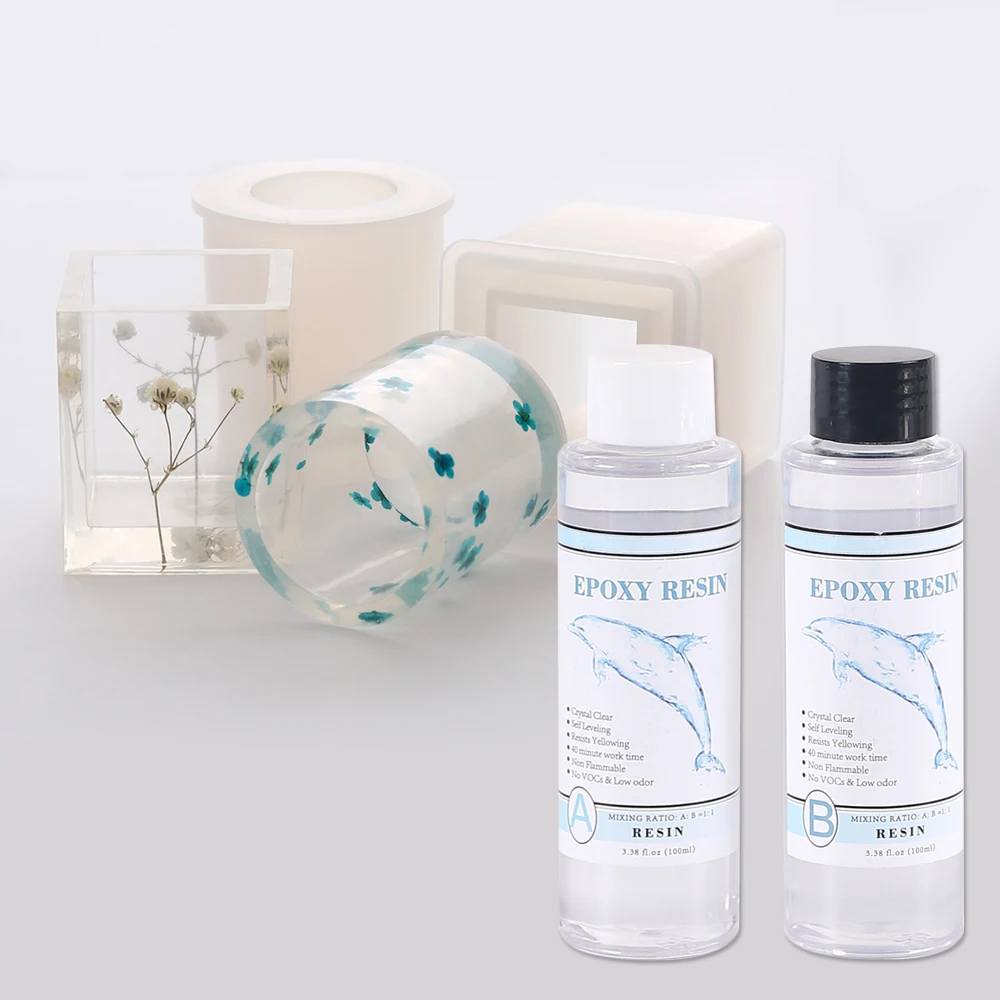 Clear Art Epoxy Resin Kit AB Epoxy Casting and Coating Resin Kit Crystal Jewelry Resin with Bonus Measuring Cups Stick Gloves