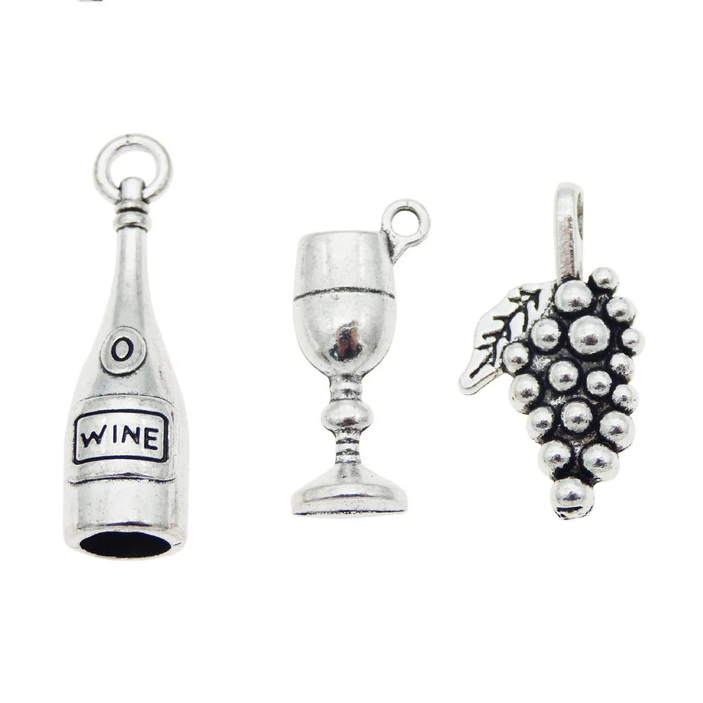 Джули Wang 6 шт. сплав подвески чармы в виде бутылок вина бокал винограда Форма