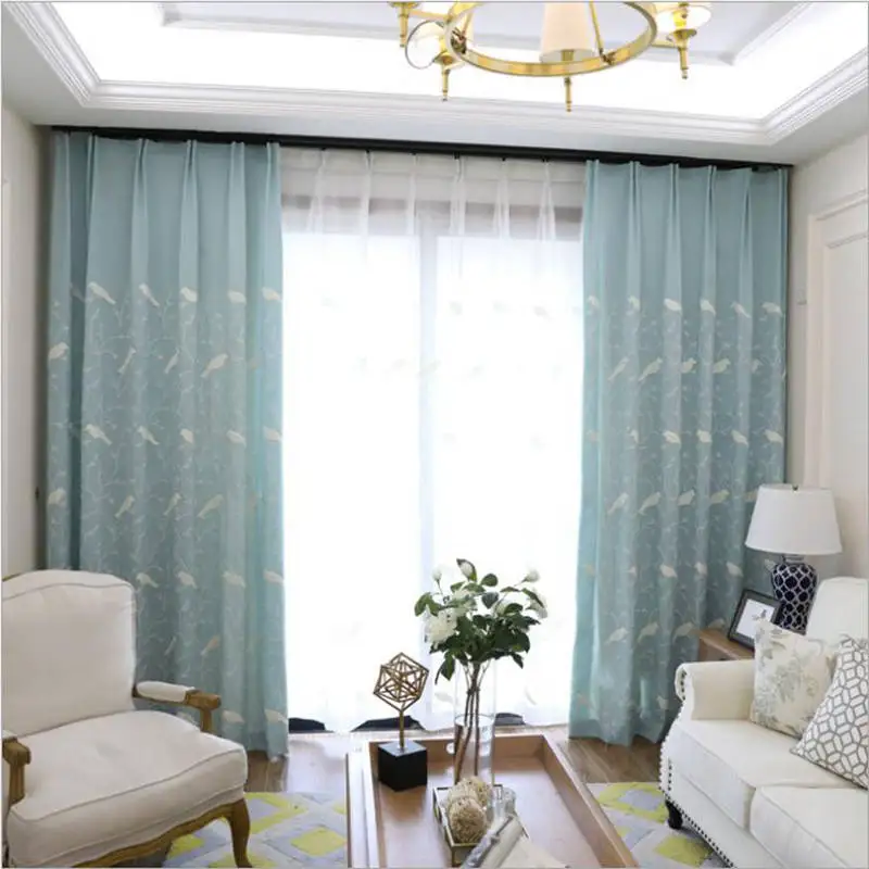 Очаровательные расшитой птицами ткани занавески полиэстер хлопок дети мальчики