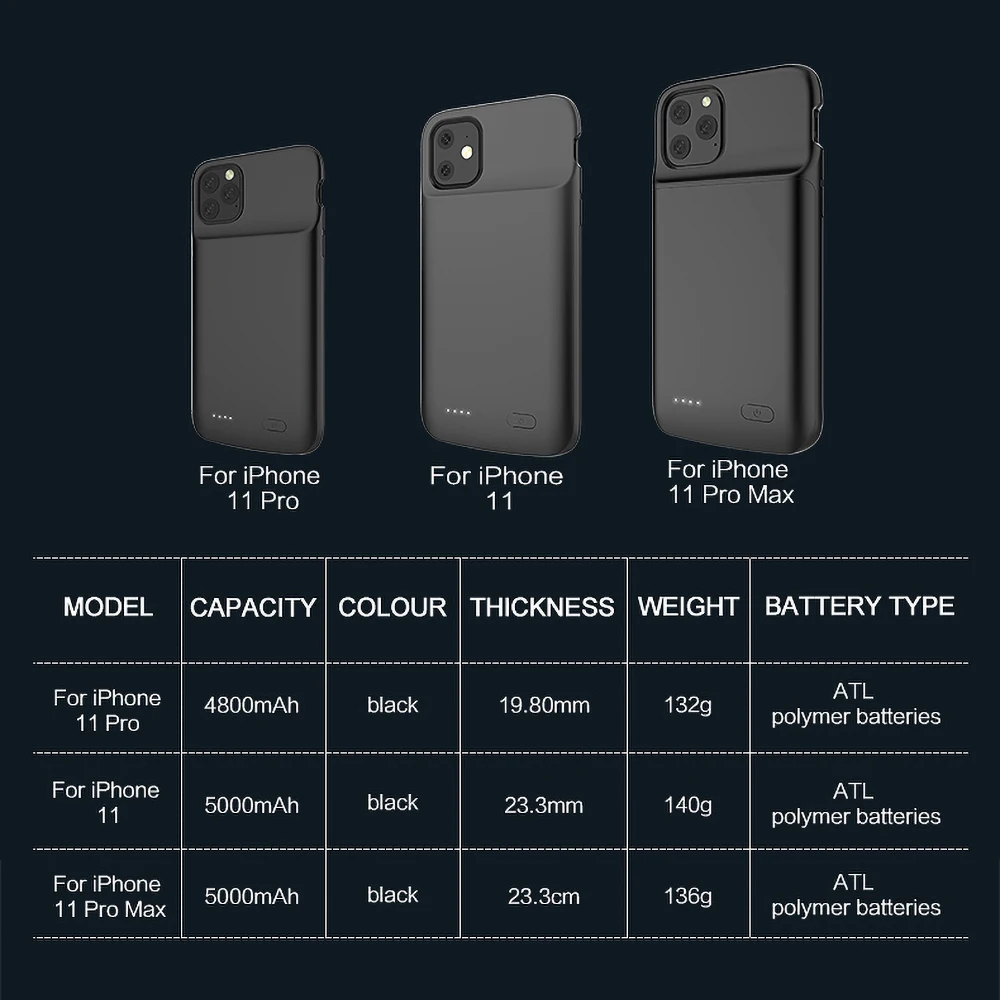 Чехол для аккумулятора для Iphone 11 Pro, чехол для зарядного устройства для Iphone 11 Pro Max, Мягкая силиконовая зарядка, внешняя задняя крышка, внешний аккумулятор