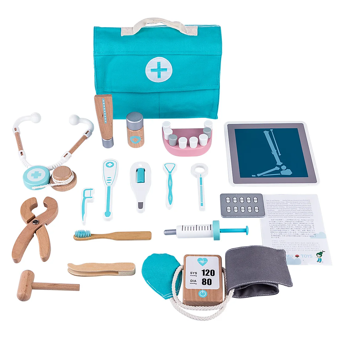 

18Pcs Doctor Toys Role-playing Games Children Wooden Pretend Dentist Toolbox Doctor Medical Playset with Stethoscope