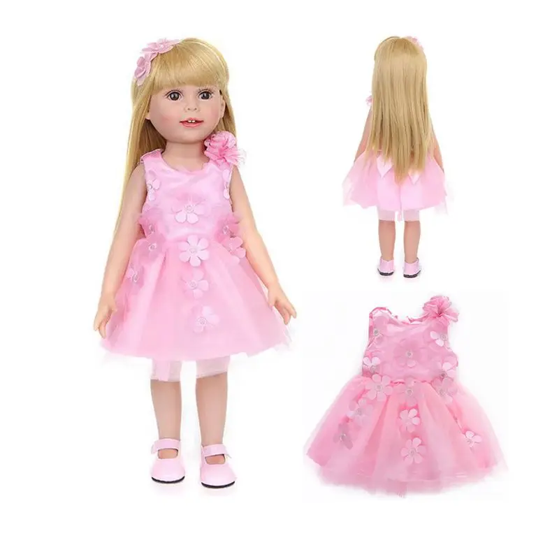 

Fashion Handmade Kids Toys Pink Doll Accessories 43 CM Clothes Dresses For American Baby Girl' DIY Party Birthday Presents Gift