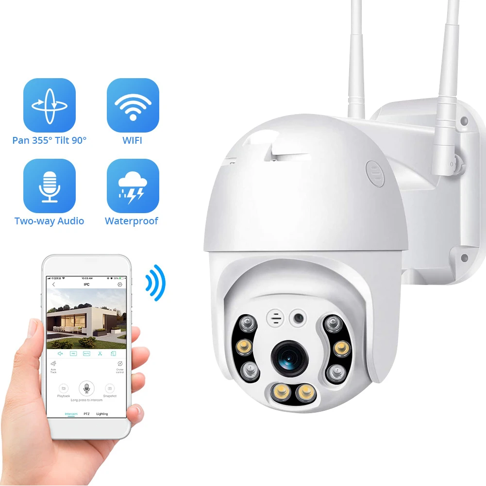 

SW10 Night Vision HD Surveillance Security Cam 3MP PTZ WiFi Audio CCTV Camera Rotatable Outdoor Home Night Vision Monitor