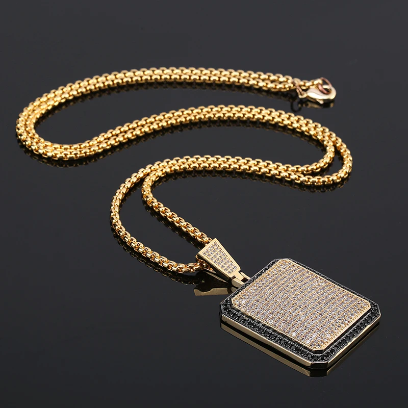 Мужская подвеска покрытая Льдом Из циркона золотого цвета очаровательное