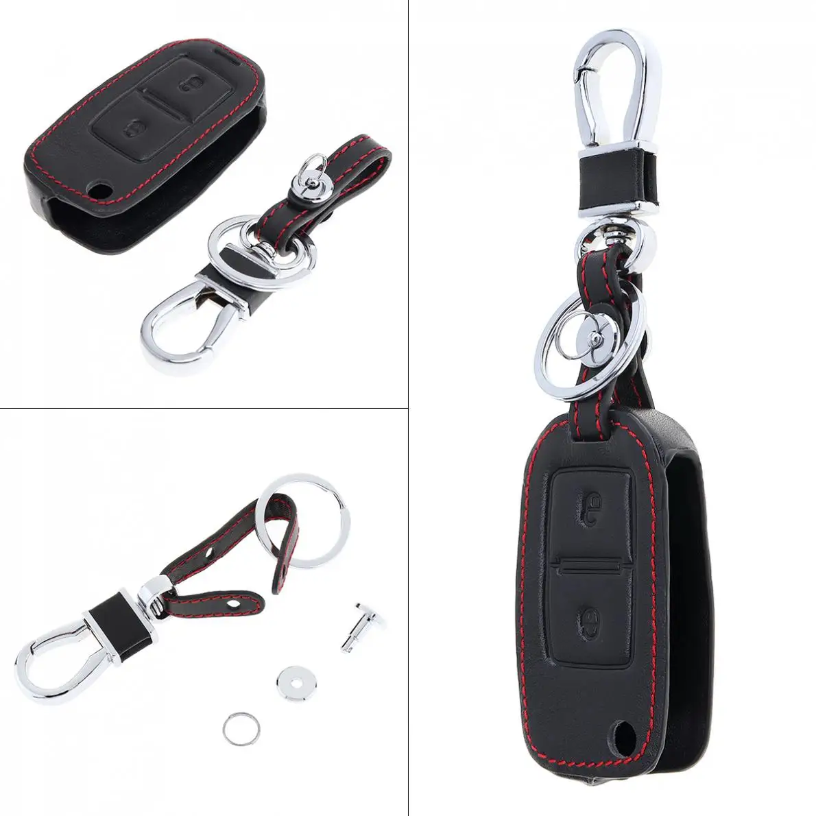 3D кожаный чехол для автомобильного ключа защитный держатель с подвесной пряжкой