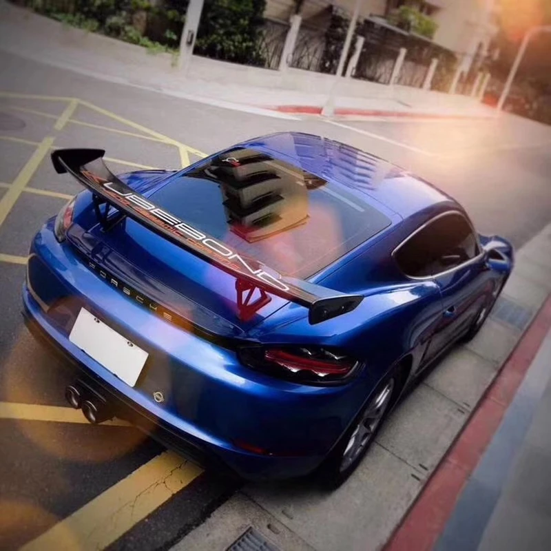 Задний спойлер из углеродного волокна для автомобиля Porsche Cayman Boxster 981 GT4 черный