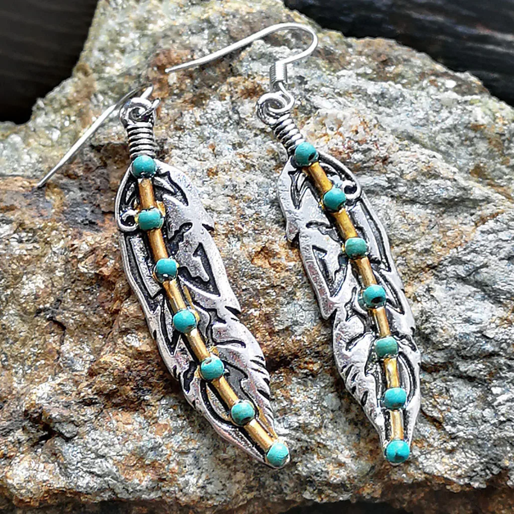 Винтажные серьги в стиле бохо висячие серьги-подвески с драгоценными камнями