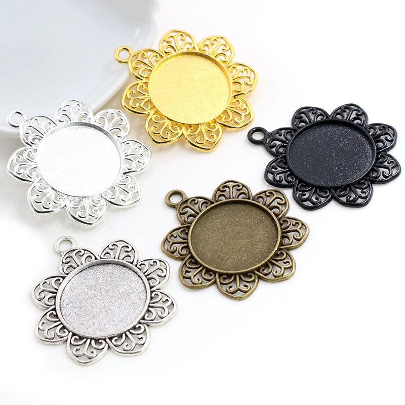 Новая мода 5 шт 25 мм Внутренний размер Античная Посеребренная бронза цветов