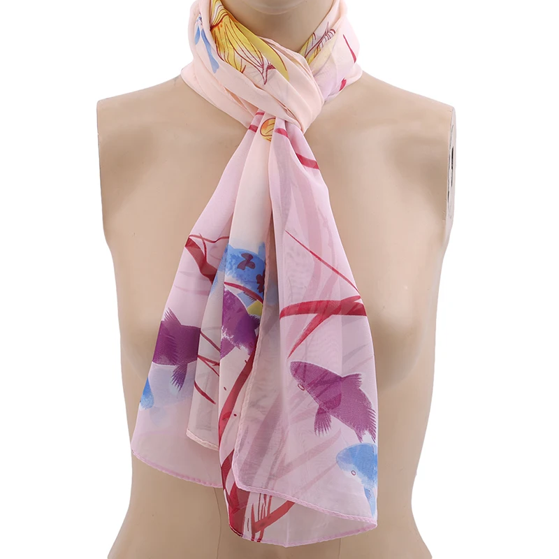 

4 Colors New Chiffon Scarves Women Summer Silk Scarf Chiffon Thin Shawls And Wraps Foulard Flower Hijab Stoles Wholesale