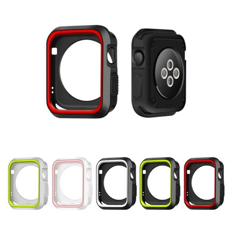 Силиконовый чехол для часов Apple Watch Series 1/2/3 жесткий защитный 42 мм 38 двойной цвет