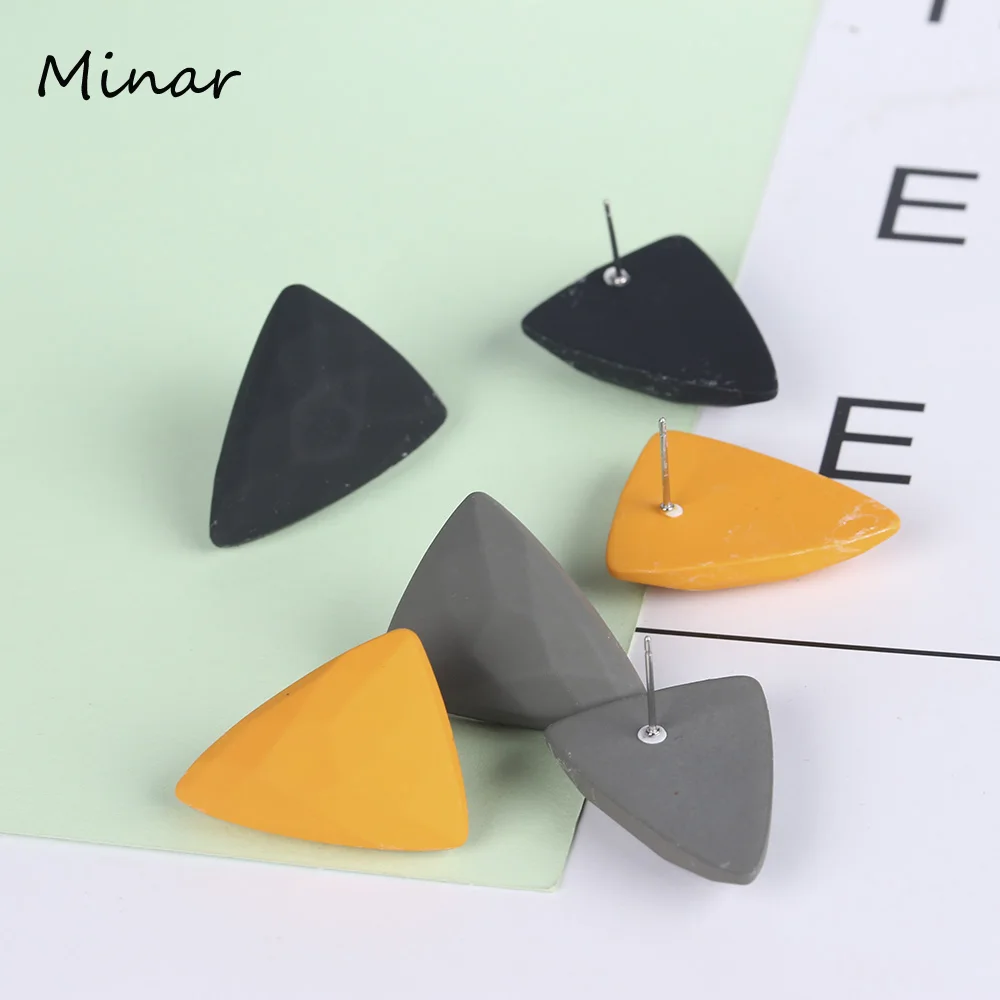 Женские Треугольные Серьги гвоздики конфетного цвета геометрические серьги