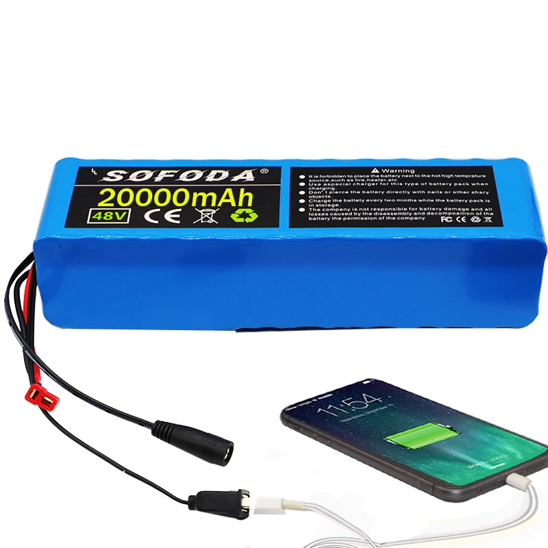 48v lithium ion battery 20Ah 1000w 13S3P Lithium Battery Pack For 54.6v E-bike Electric bicycle Scooter with BMS+charger | Спорт и