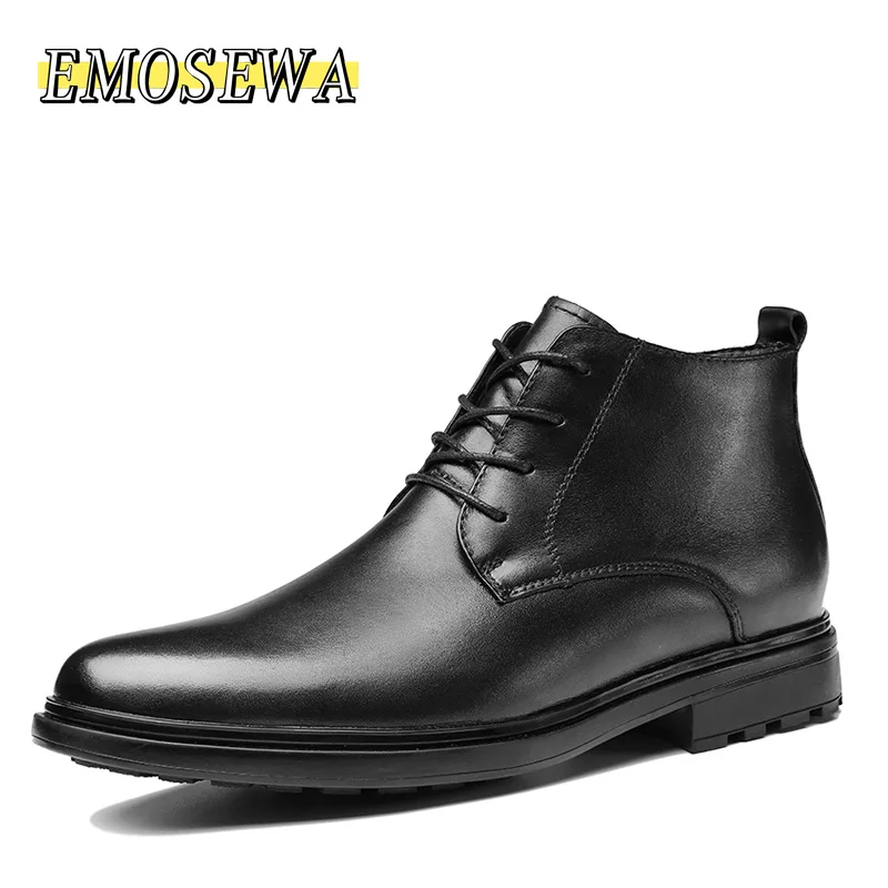 

EMOSEWA New England Boots Genuine Leather Men Boots 2019 New Arrival Autumn Ankle Boots Warm Winter Lace Up Men's Casual Boots