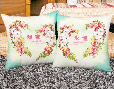 

1pair 45x45cm Text Ribbon embroidery kit pillow cushion cover car sofa set handcraft DIY handmade needlework art home decor
