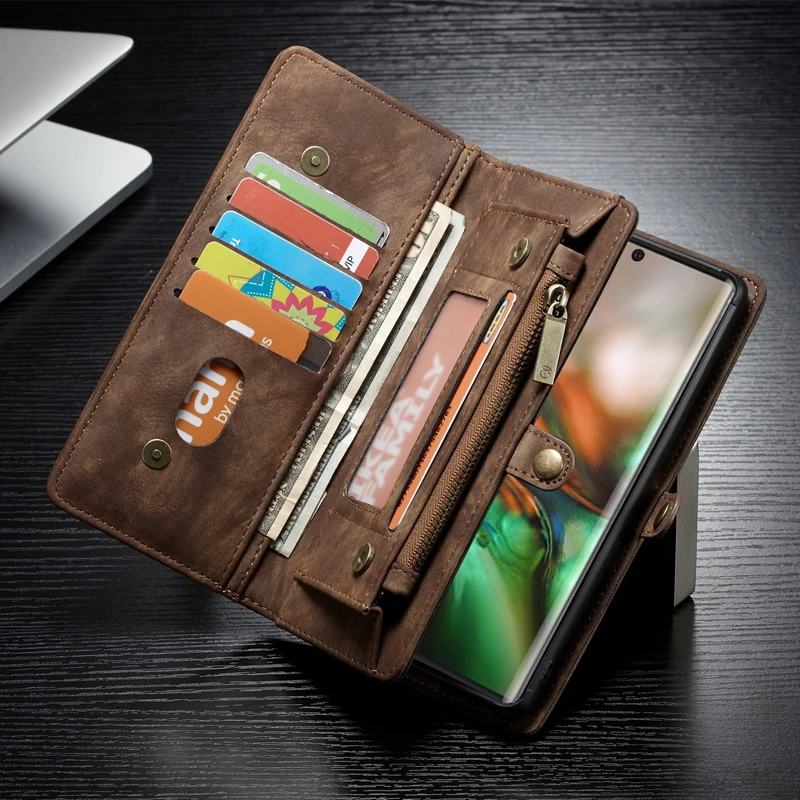 

Multi-functional Leather Phone Wallet Card Slots Pouch Bag Case For Samsung Galaxy Note10/ Plus Magnetic Back Cover Note10 Plus