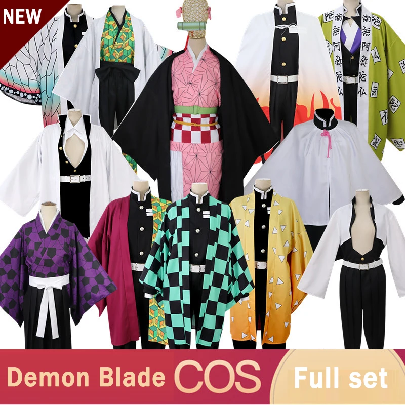 Полный набор Demon Slayer Kimetsu no Yaiba Kamado Nezuko Косплей Костюм Кимоно парик гэта обувь