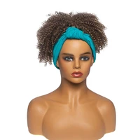 kinky culry fluffy headband wig synthetic wrap wig turban afro hair wigs for women high temperature fiber