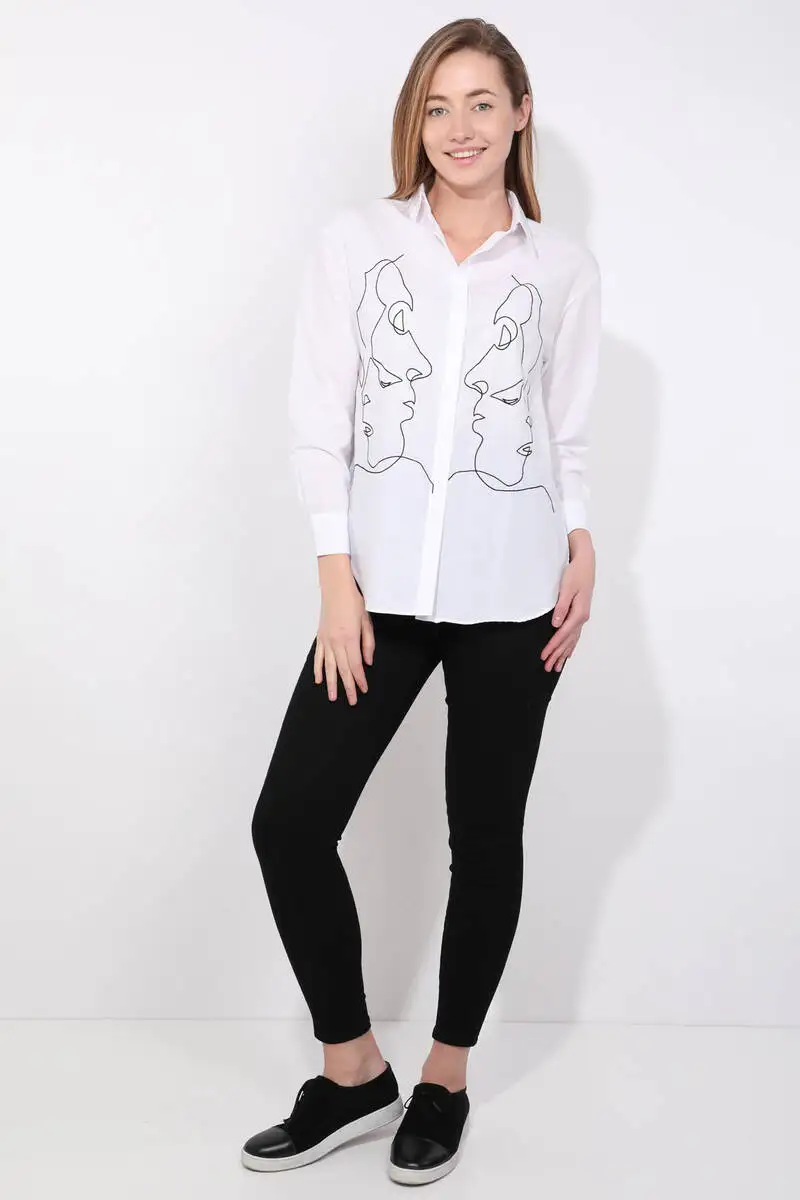

Womens White Figured Shirt