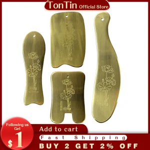 Традиционный медный массажный инструмент Tontin, набор для спа-салона Guasha, для соскабливания лица, тонкая фотодоска