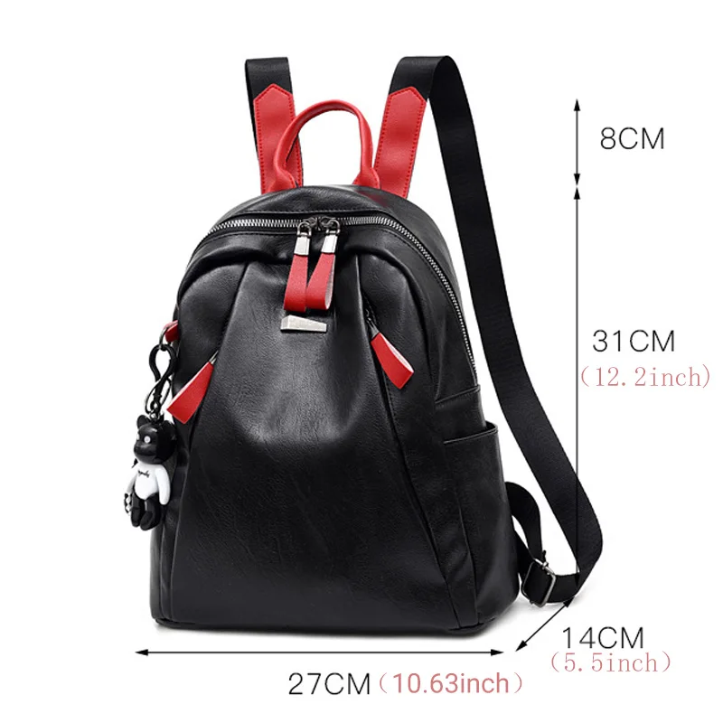 Туфли из мягкой кожи высокого качества рюкзак для женщин 2019 Новая мода черный