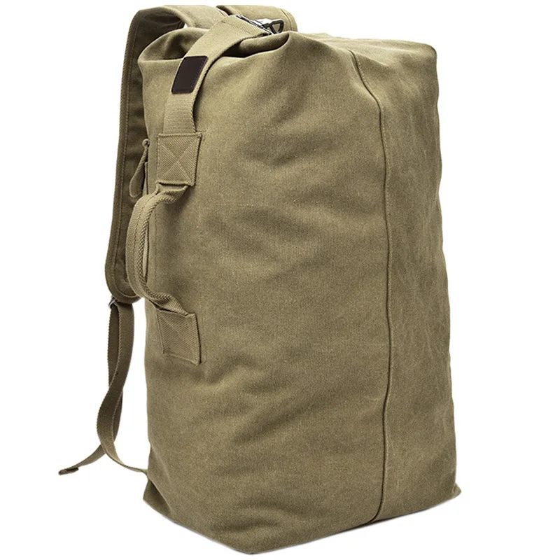 

Large Capacity Casual Canvas Backpack for Men Travel Bag Tactical Military Duffel Bag Top Load Double Strap