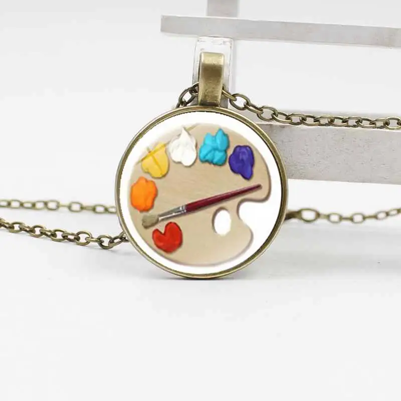 Модная Гламурная палитра фото круглая стеклянная подвеска ожерелье ювелирные