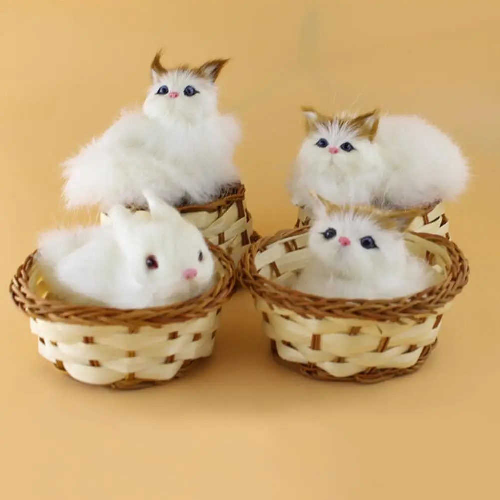 Милая мультяшная игрушка животное плюшевая мини корзина кошка кролик собака