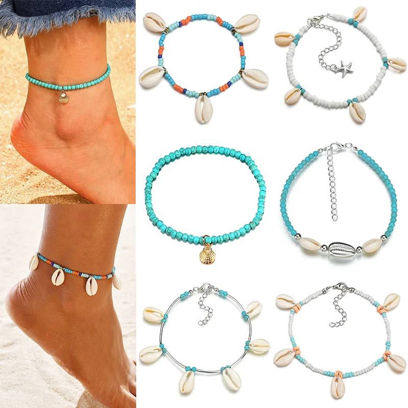 

Shell Bohemia Wedding Colors Beautiful Measle Seaside Handmade 1PC/1Set Anklets Alloy Adjustable Silver Gifts Spray the starfish