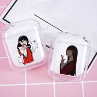 japanese anime kakegurui jabami yumeko earphone case for airpods 3 2 1 charging box for airpods pro clear tpu protective cover