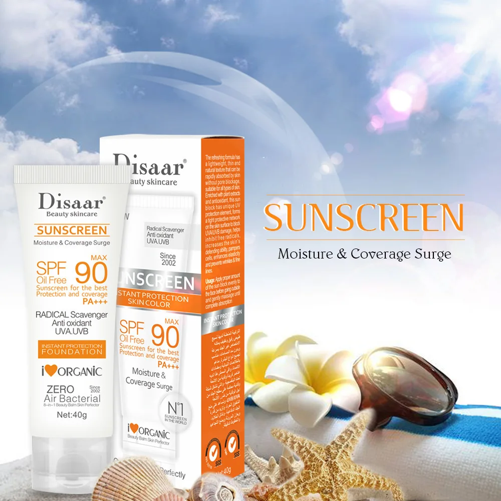 

Disaar Sunscreen Cream Anti-ultraviolet Moisturizer 40g refreshing sunblock prevents sun-induced skin damage summer beach SPF90