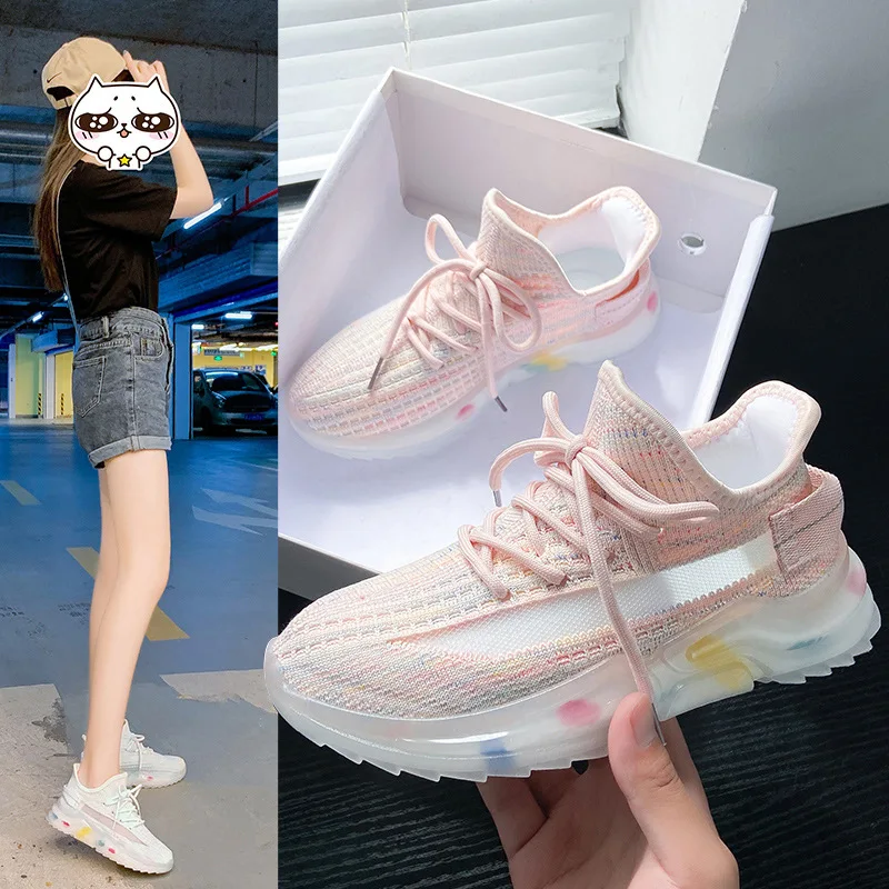 

INS дышащая Летающий тканая женская обувь 2021 новые летние Корейская спортивная обувь для женщин на самом деле Популярные кроссовки для бега ...