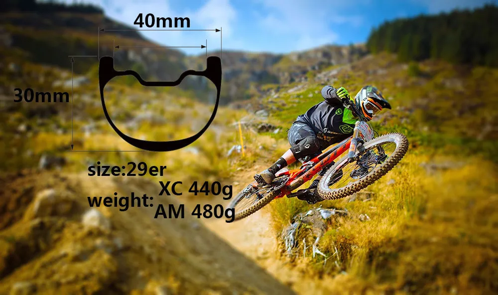 Элитный углеродный обод Mtb XC AM DH велосипедный обод 29er Mtb Hookless Асимметричный 24 27 30 35 40 50 мм ширина 29 мм Глубина Ems