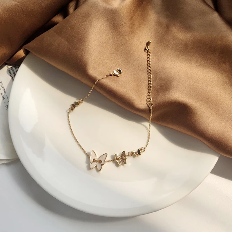 

Elegant Female Big Small Butterfly Gold Bracelet Exquisite Women's Party Crystal Charm Bracelet Sweet Cute Girl Jewelry Gift