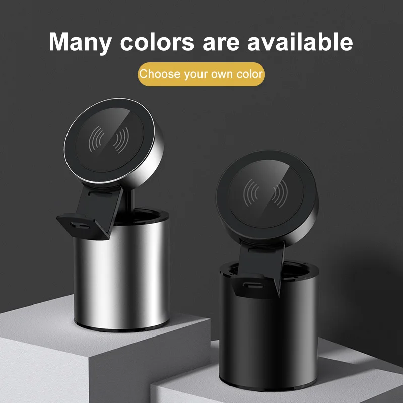 

Unique Design Qi Wireless Charger 15W Fast Charging Matal Foldable Phone Stand Holder With Pen Holder Storage